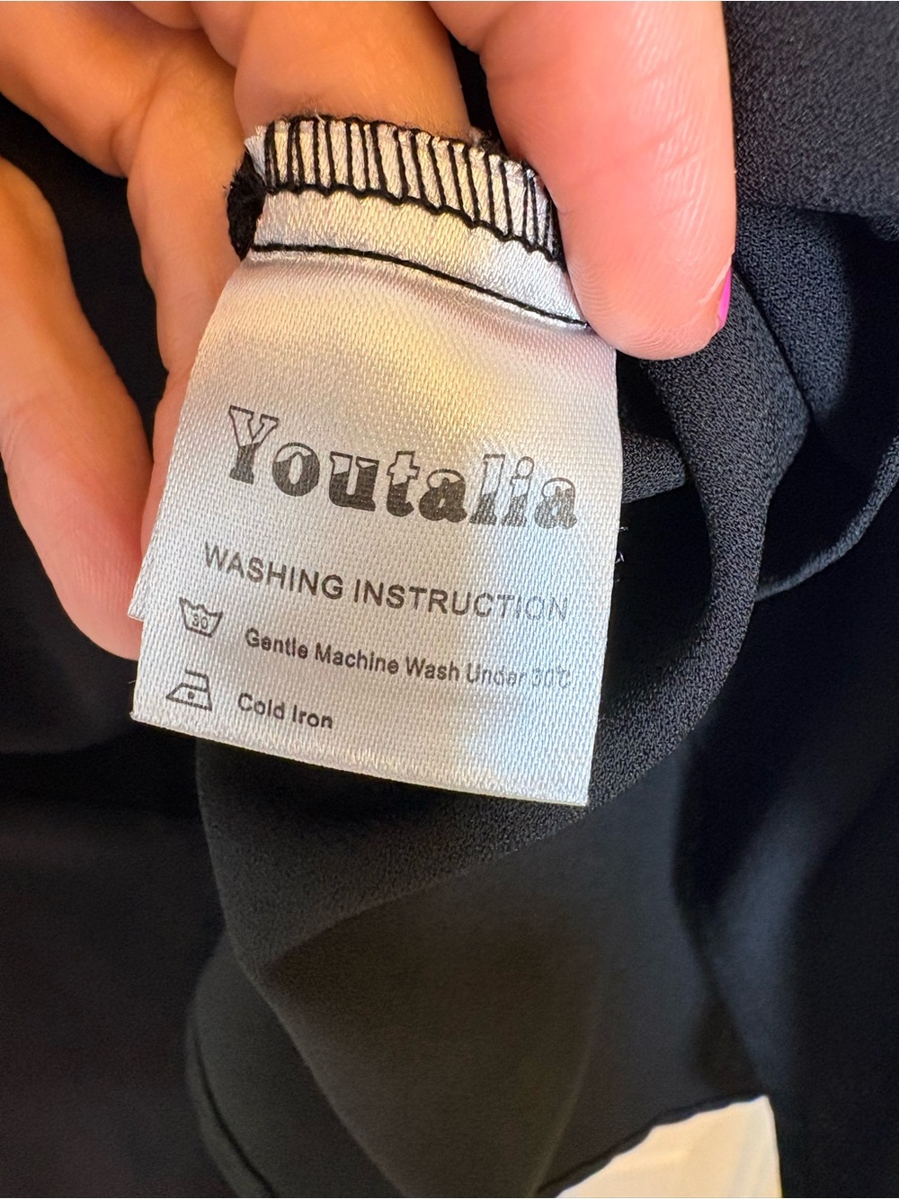 Youtalia Black Roll Tab Blouse Office Chic Dressy Minimalist Medium - Picture 6 of 8